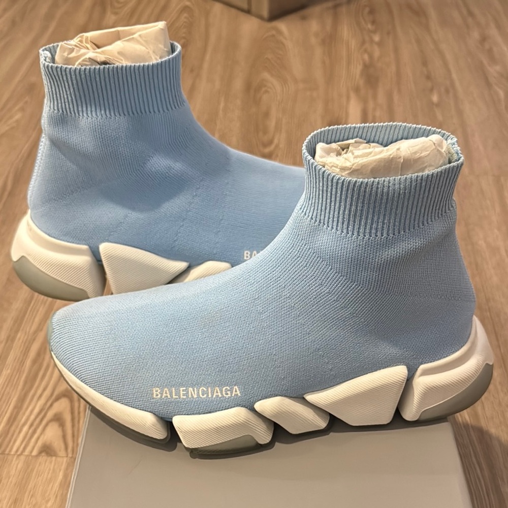 Balenciaga Light Blue Speed Trainers